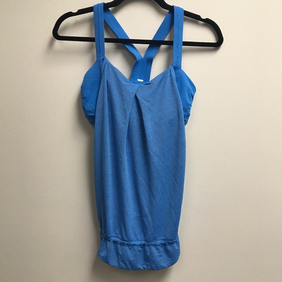 lululemon athletica Tops - Lululemon Heathered Blue Drawstring Tank
